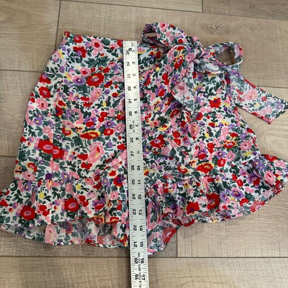 Lulus Floral Print Ruffle Tie-Waist Womens Shorts Skort S - Picture 5 of 8